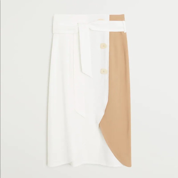 NWT Mango Bicolor buttoned skirt Colorblock Small - Picture 2 of 8